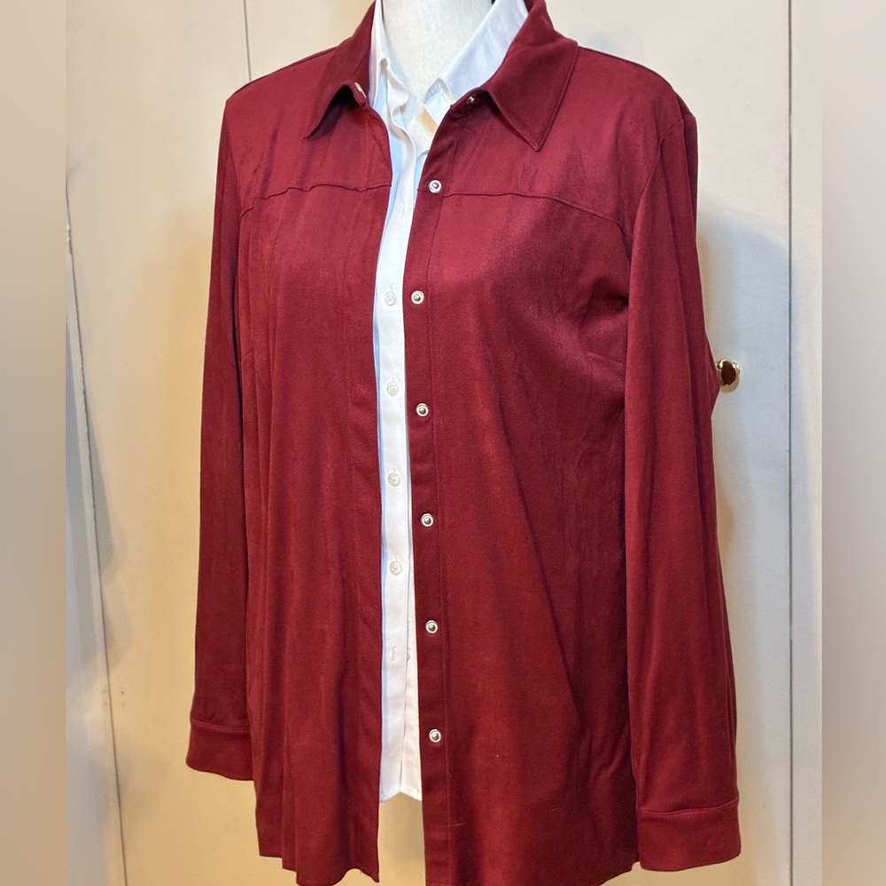 Burgundy Suede Shirt/Jacket by Coldwater Creek